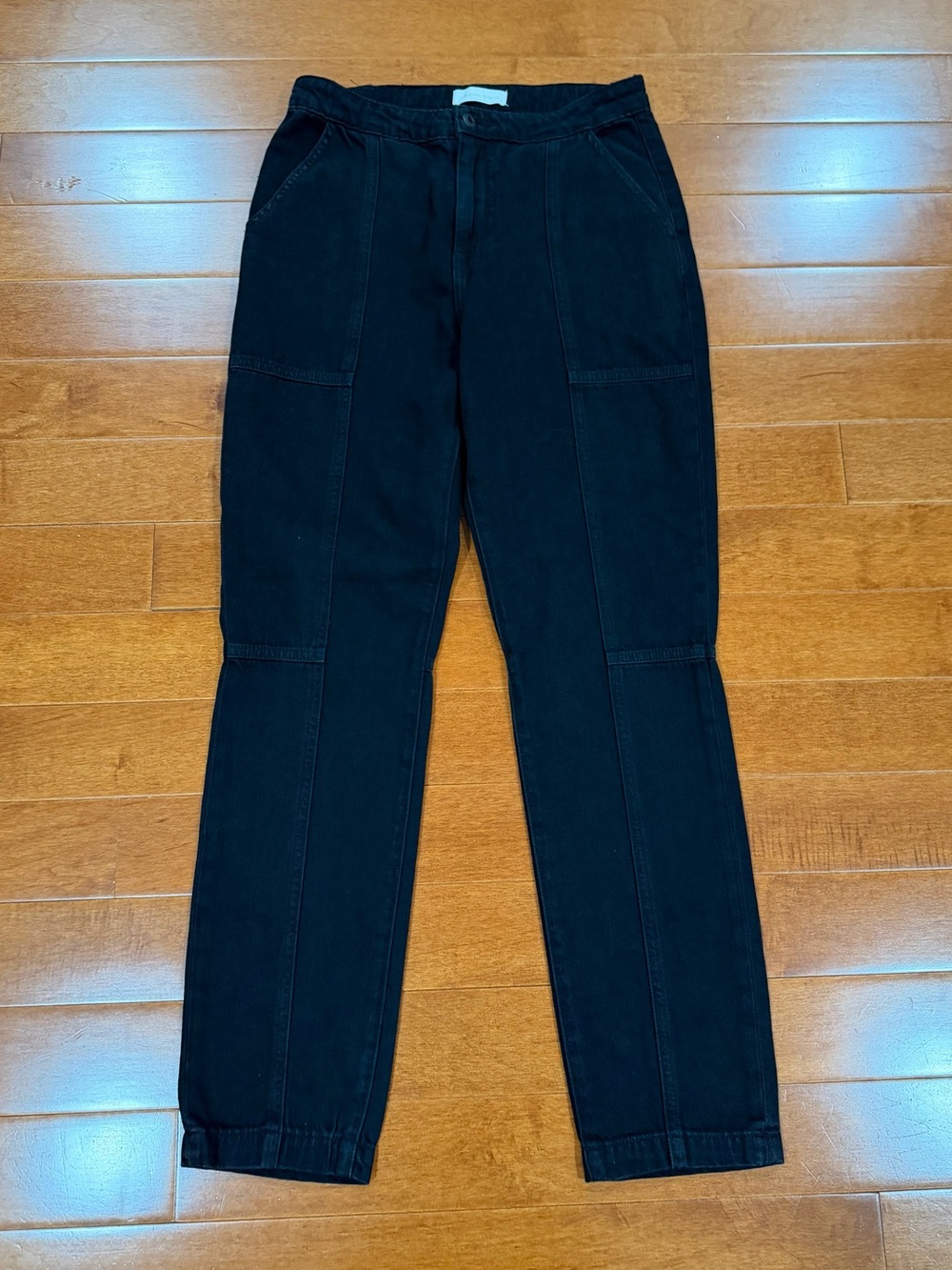 Jonathan Simkhai Standard Black w Seam Panel Details 100% Cotton Jeans Sz. 27